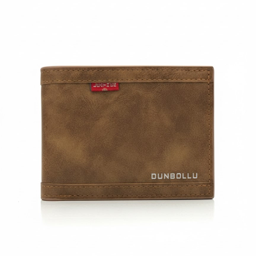 DUNBOLLU Vintage-Style Bi-Fold Brown Wallet