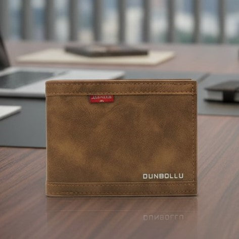 DUNBOLLU Vintage-Style Bi-Fold Brown Wallet
