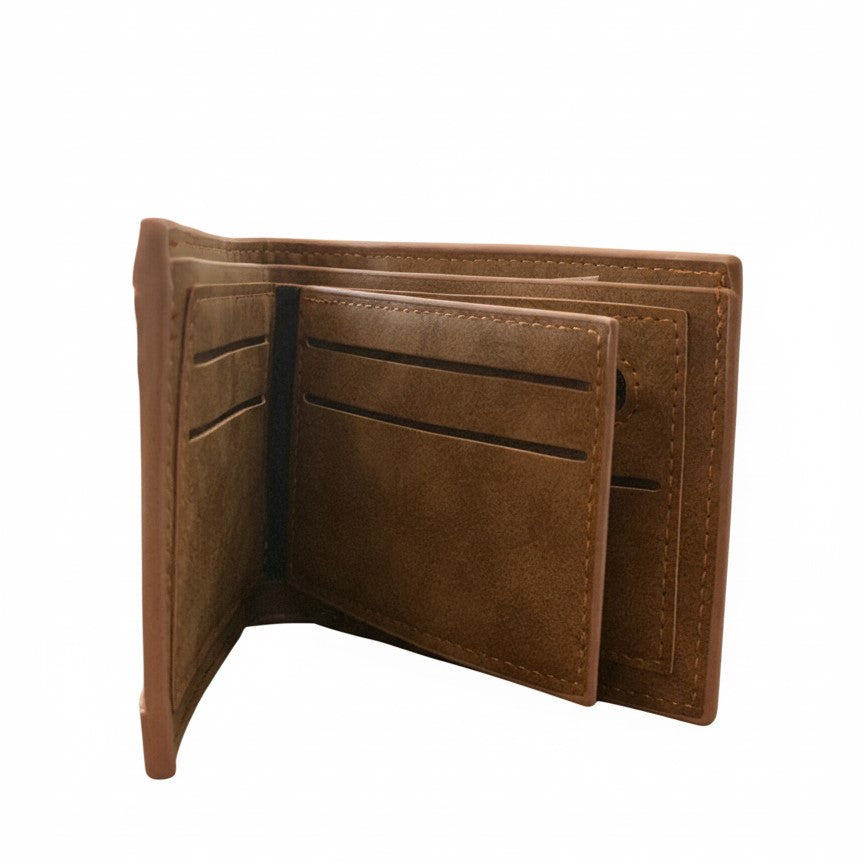 DUNBOLLU Vintage-Style Bi-Fold Brown Wallet