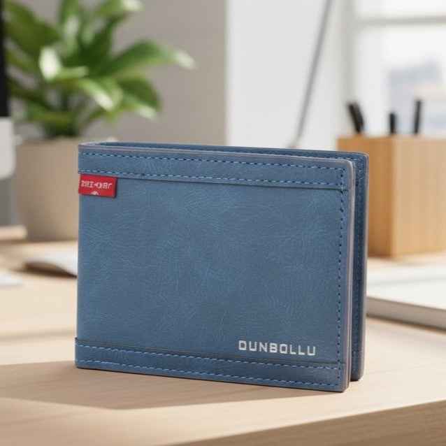 DUNBOLLU Modern Blue Bi-Fold Wallet