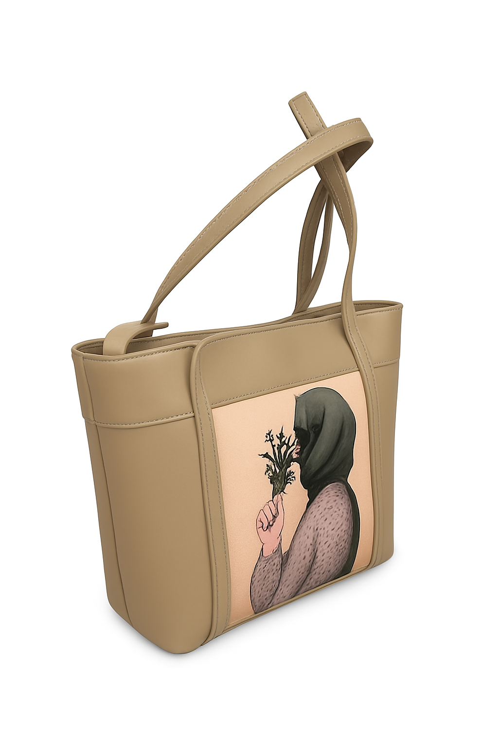 Artist-Designed Pink Hijabi Portrait Tote Bag