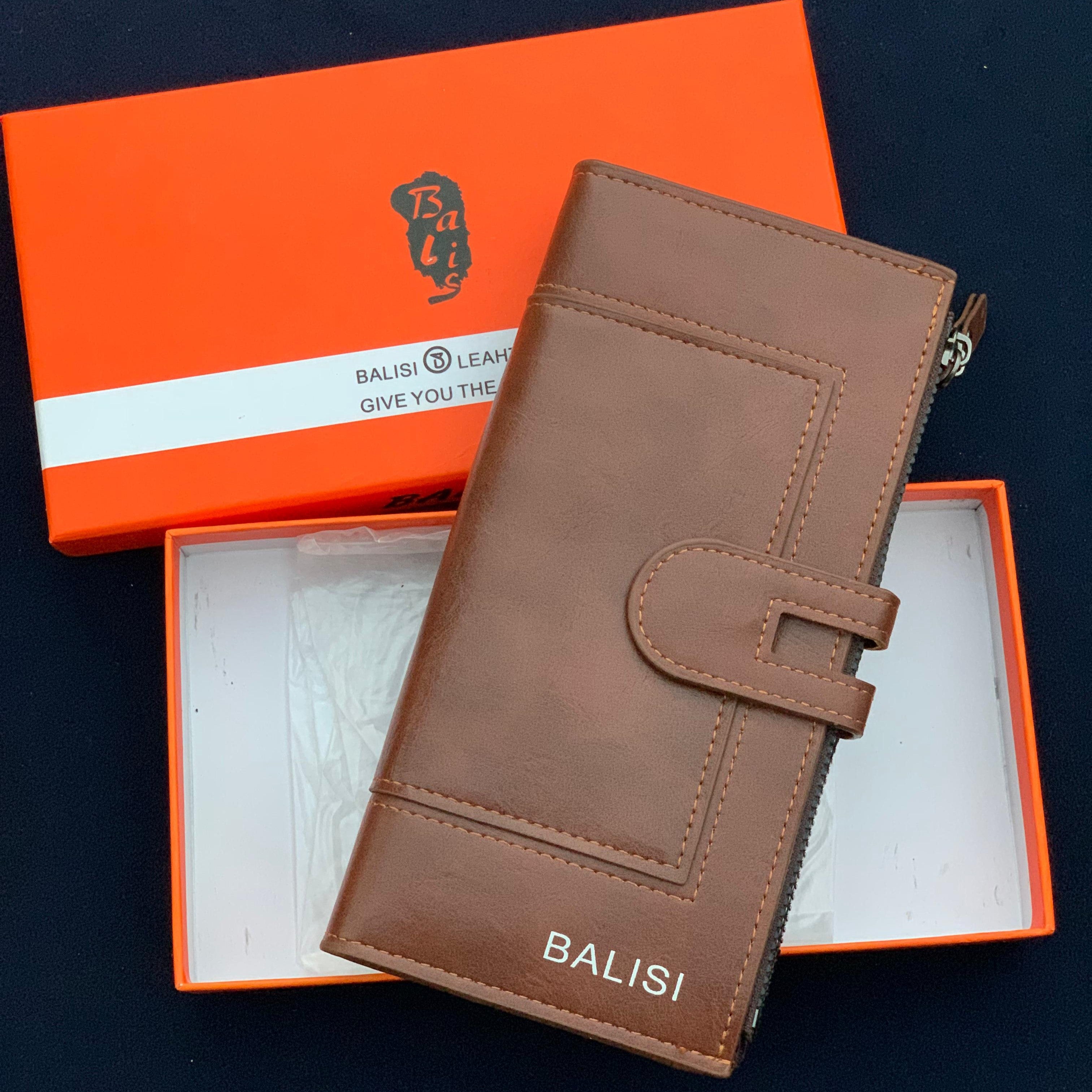 BALISI Cognac Brown Executive Leather-Style Long Wallet