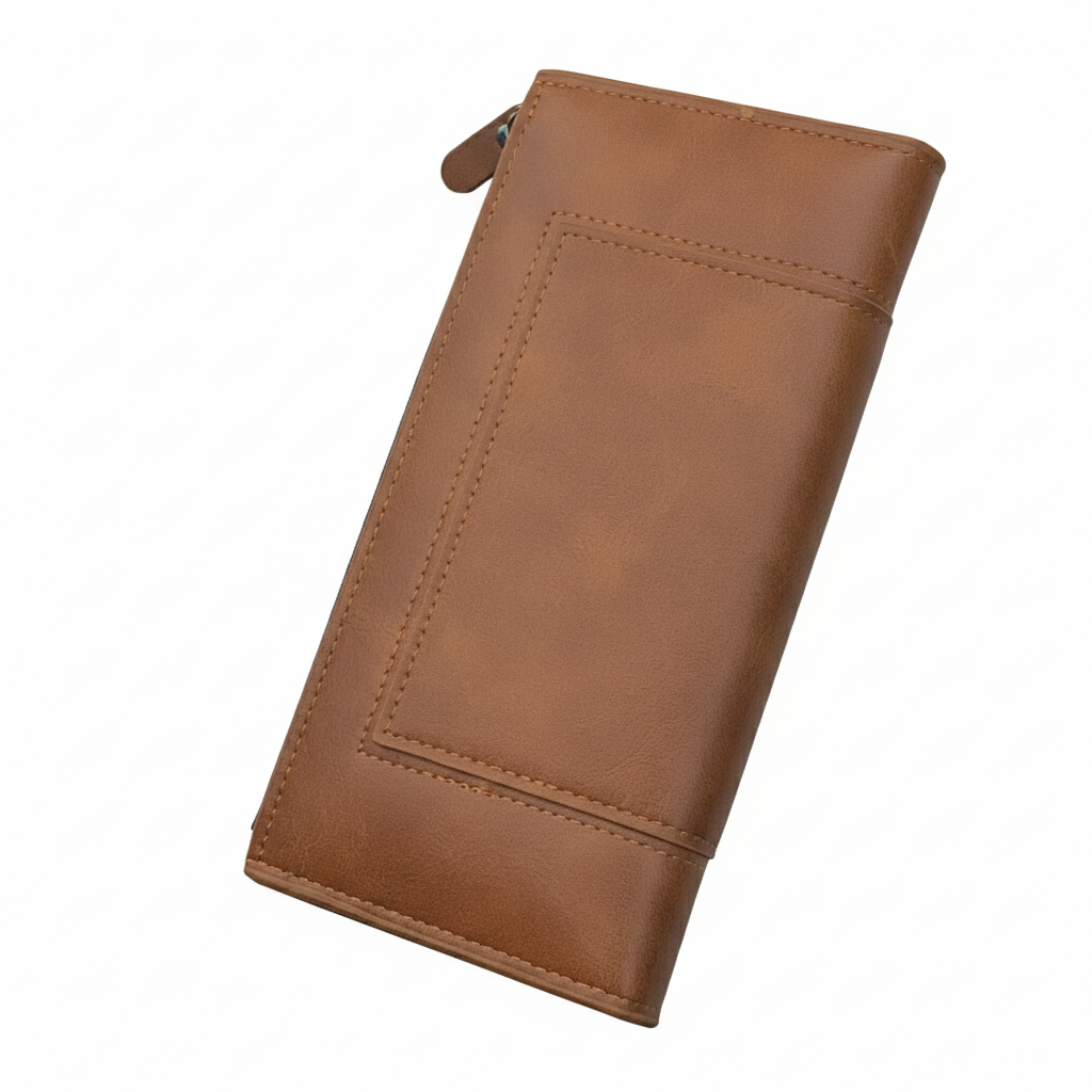 BALISI Premium Long Wallet in Tan Leather-Style with Signature Gift Box