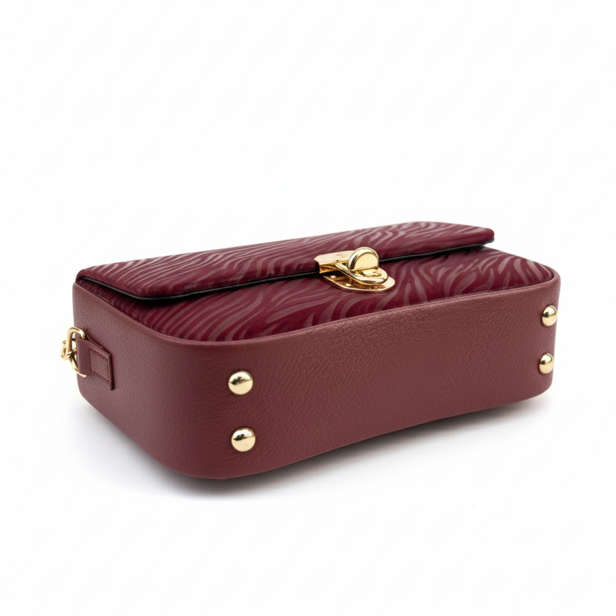 Aurelia Textured Crossbody Bag in Deep Burgundy