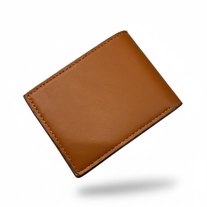 BELIEVE Classic Rich Brown Bi-Fold Leather Wallet