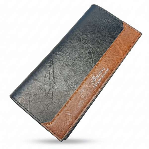 BELIEVE Two-Tone Bifold Wallet - Black and Cognac Contrast
