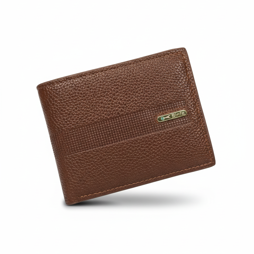 Binfa Classic Grain Deep Brown Leather Bi-Fold Wallet