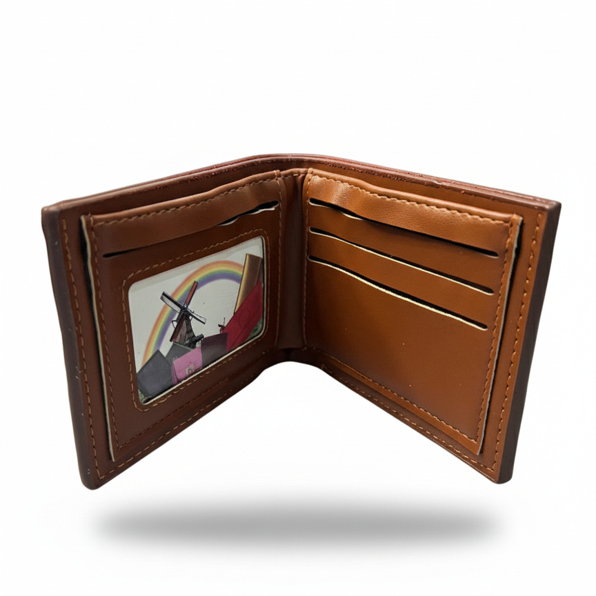 BELIEVE Classic Rich Brown Bi-Fold Leather Wallet