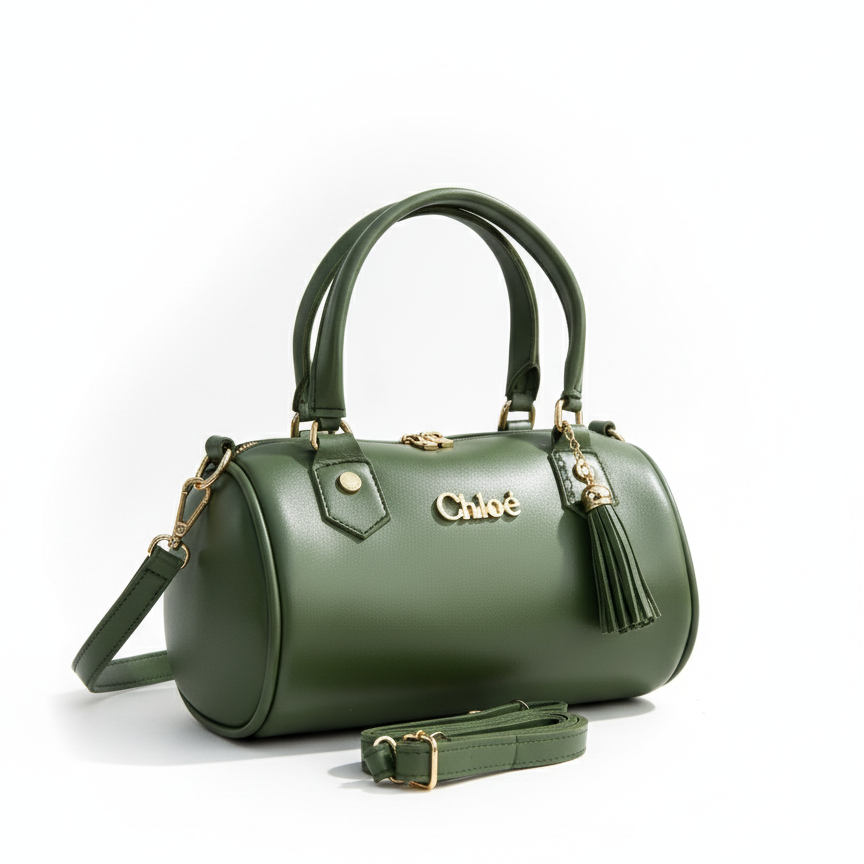 Chloé Olive Green barrel-style handbag With Crossbody Strap
