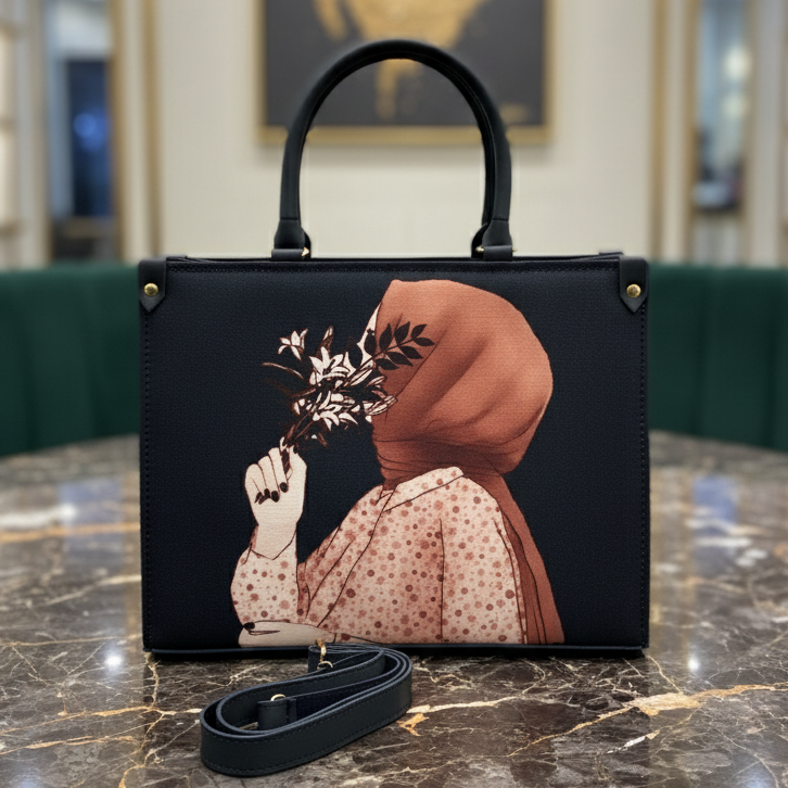 Artistic Canvas Porteait Tote With Shoulder Strap