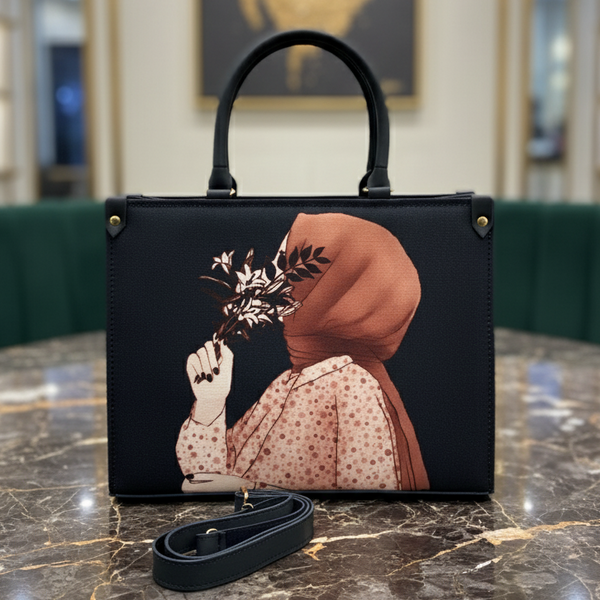 Artistic Canvas Porteait Tote With Shoulder Strap