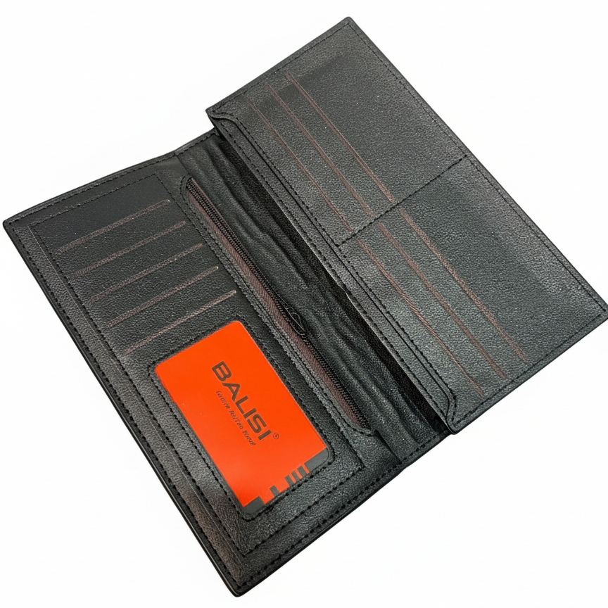 BALISI STYLE Men's Long Bifold Executive Black Wallet