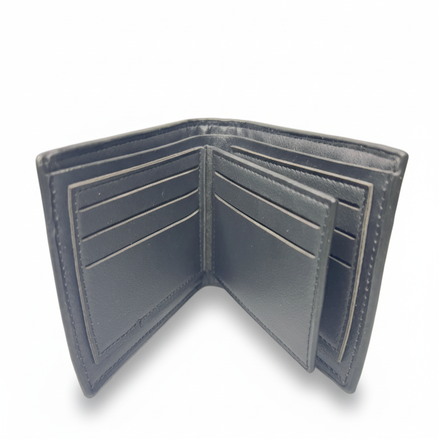 Binfa Imported Geometric Black Leather Bifold Wallet