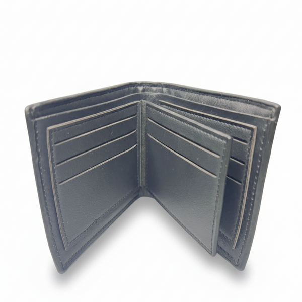 Binfa Imported Geometric Black Leather Bifold Wallet