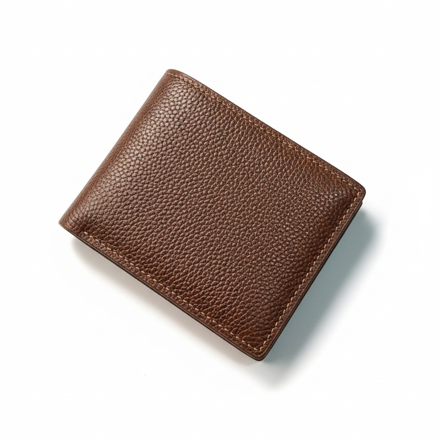 Binfa Classic Grain Deep Brown Leather Bi-Fold Wallet
