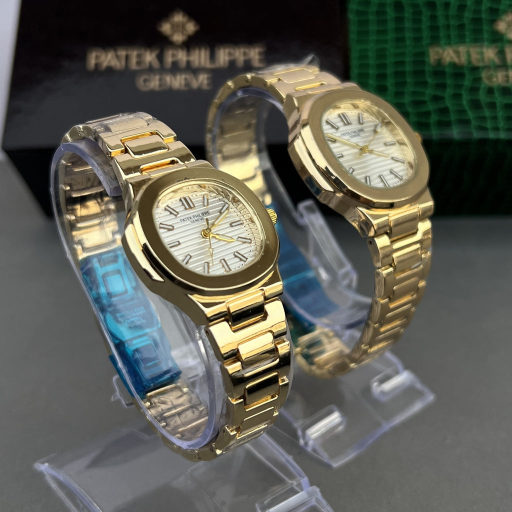 PP COUPLE WATCH GOLDEN WITH WHITE DIAL