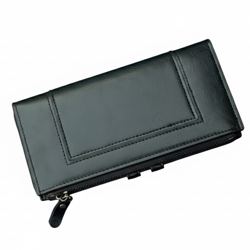 BALISI Premium Black Leather-Style Long Wallet