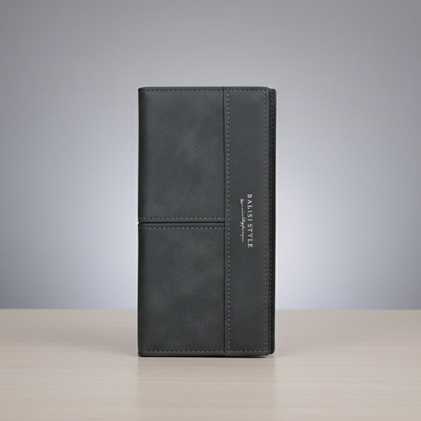 BALISI STYLE Men's Charcoal Grey Matte Bifold Long Wallet