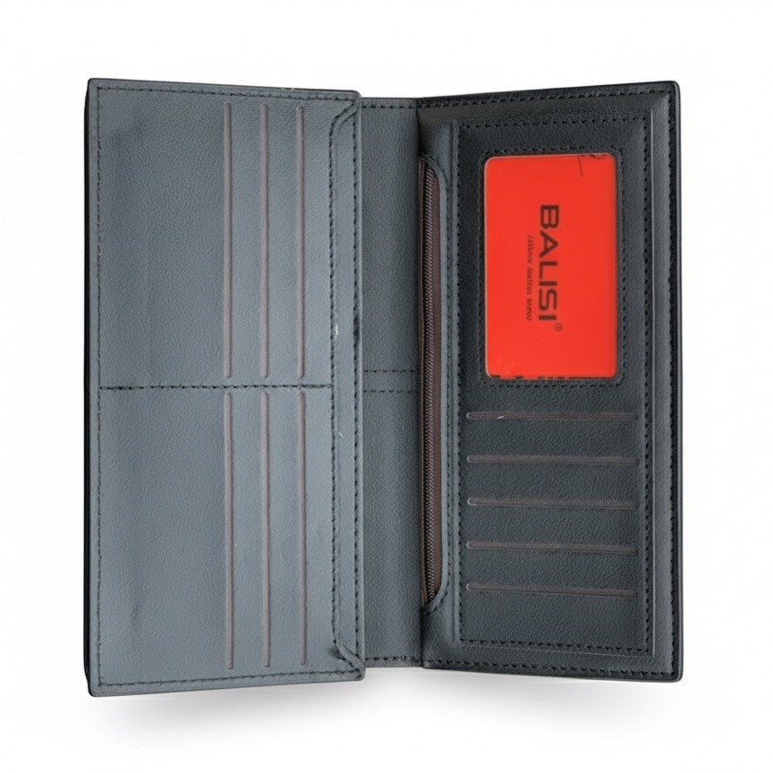 BALISI STYLE Men's Brown Matte Leather Long Wallet