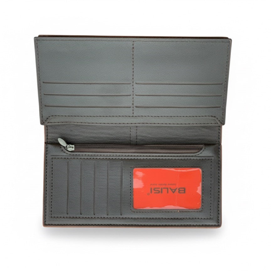 BALISI STYLE Men's Long Bifold Executive Brown Wallet