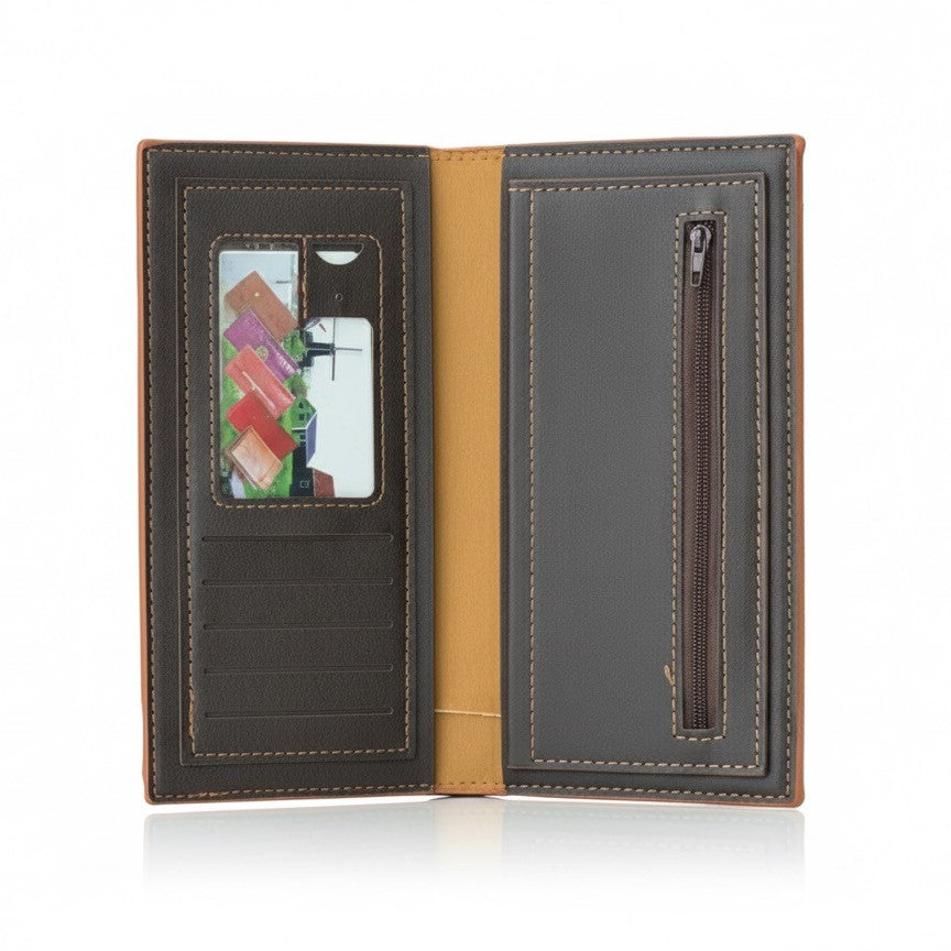 BELIEVE Vintage Brown Two-Tone Long Wallet
