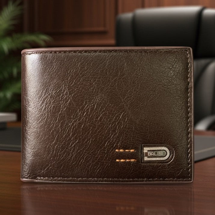 BALISI Executive Brown Bi-Fold Wallet - Premium Textured