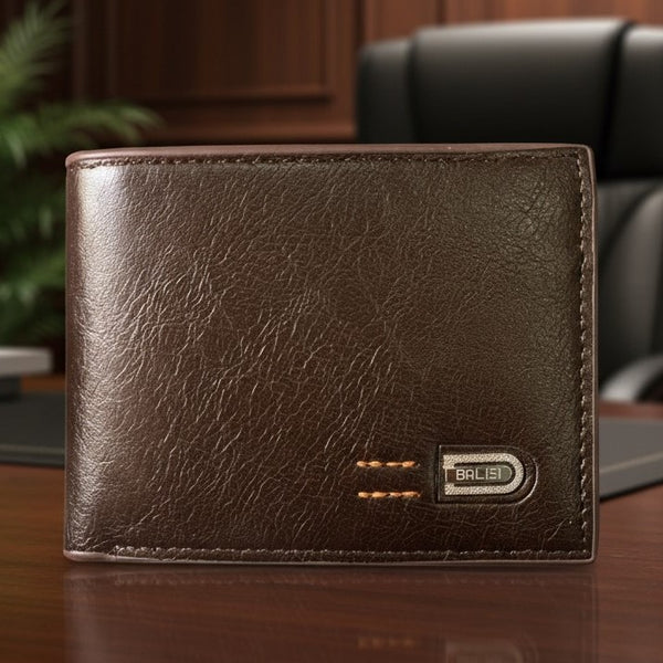 BALISI Executive Brown Bi-Fold Wallet - Premium Textured