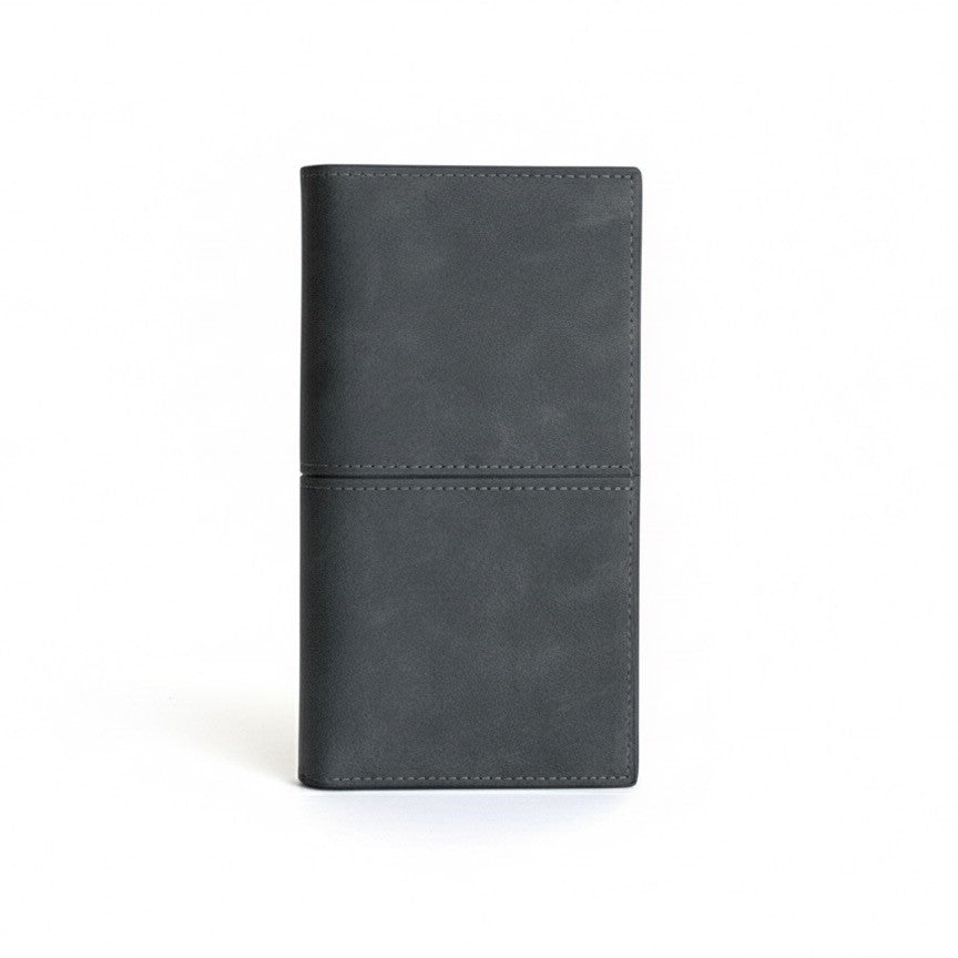 BALISI STYLE Men's Charcoal Grey Matte Bifold Long Wallet
