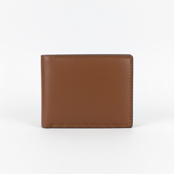 BELIEVE Classic Rich Caramel Brown Bi-Fold Leather Wallet